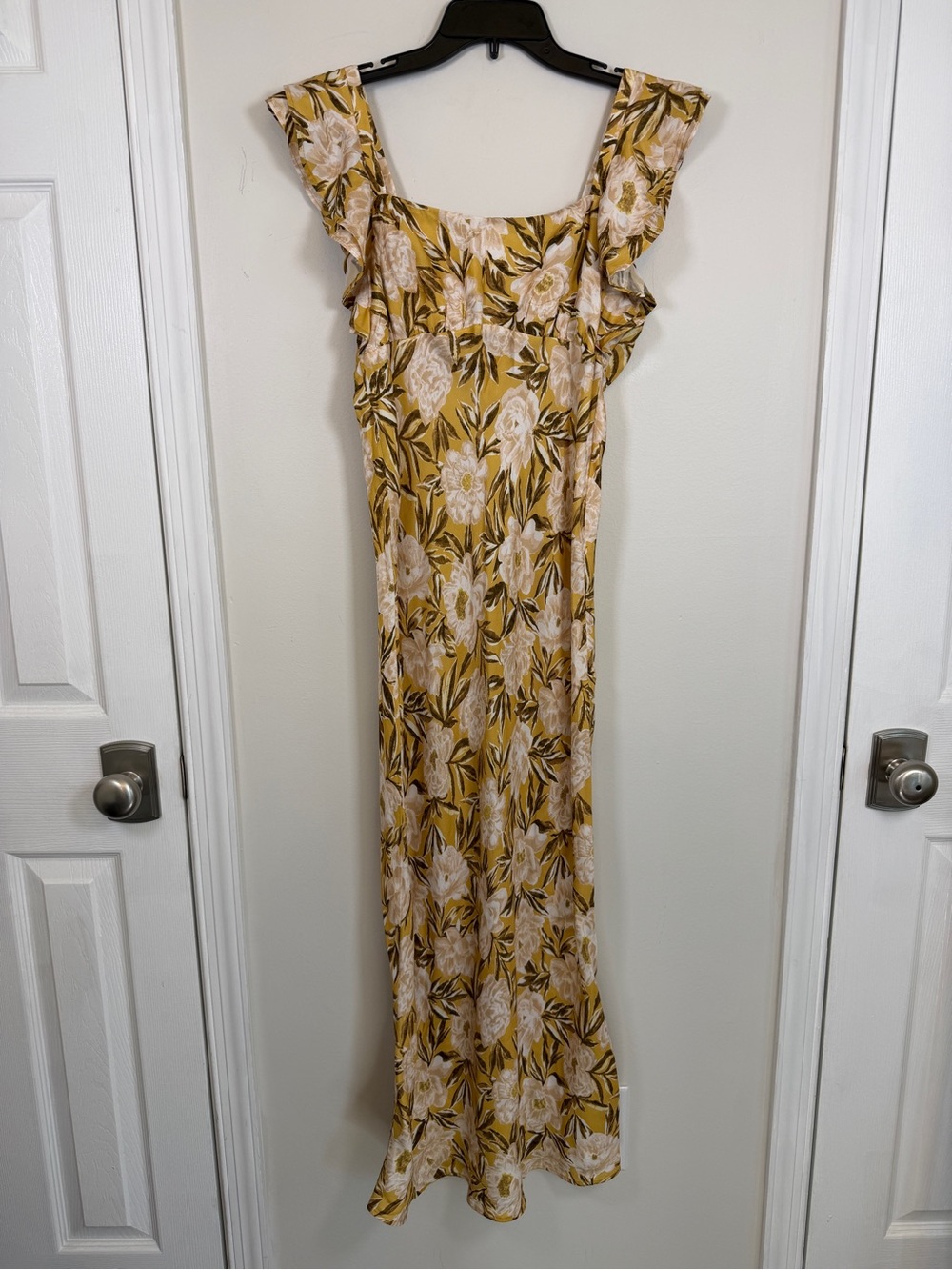 Madewell Yellow White Floral Cupro Viscose Maxi Dress Size 2 Vacation Resort